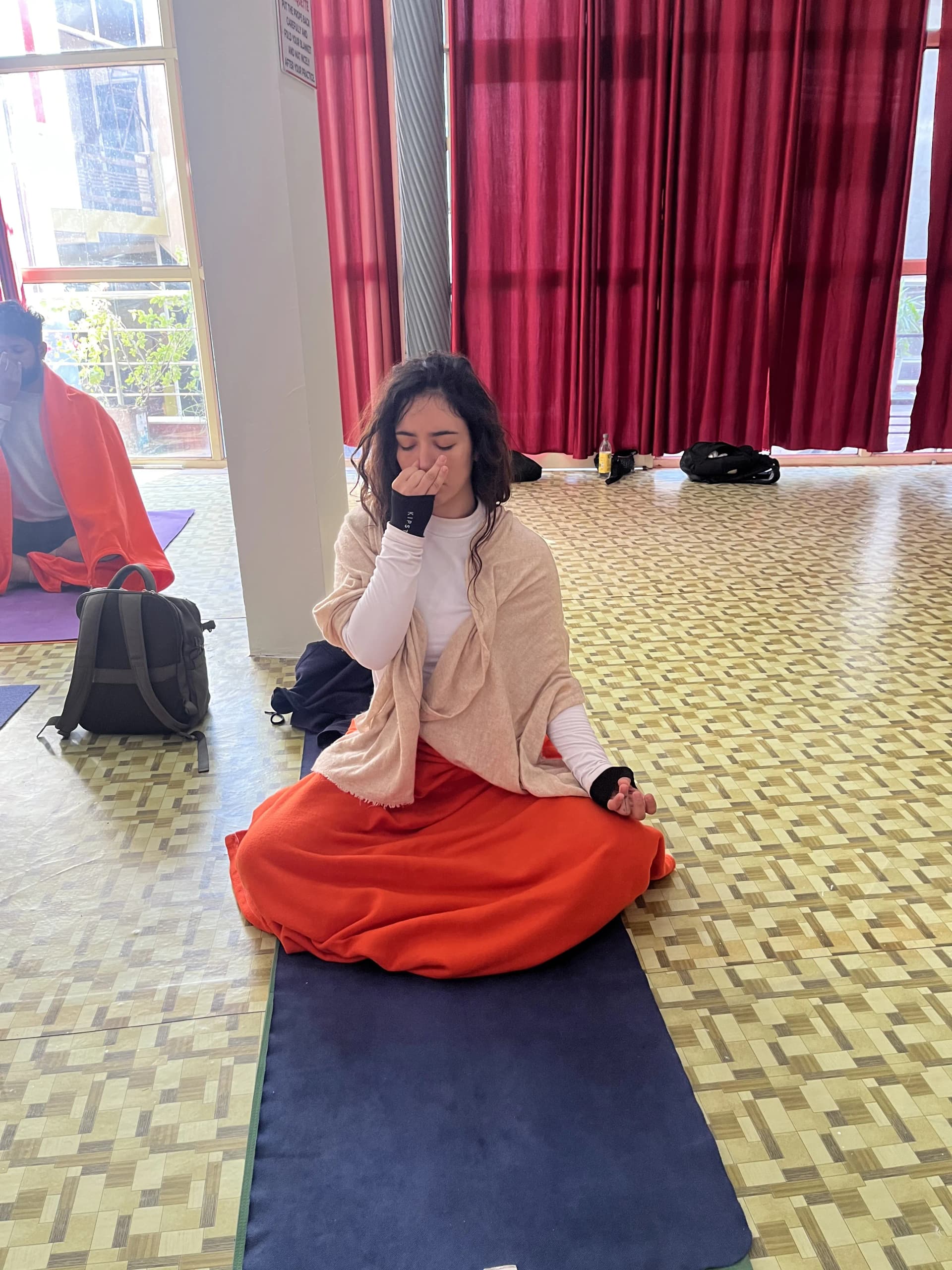 Traditional yoga alignment session in Rishikesh shala