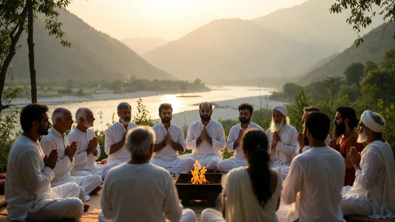 Sunrise over Ganges river